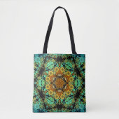 Dot Mandala Blume Orange Green und Blue Tasche (Vorderseite)