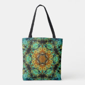 Dot Mandala Blume Orange Green und Blue Tasche (Rückseite)