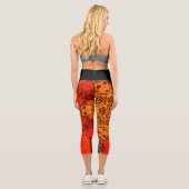 Dot Mandala Blume Orange und Black Capri Leggings (Rückseite)