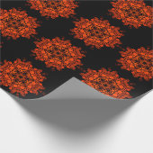Dot Mandala Blume Orange und Black Geschenkpapier (Ecke)