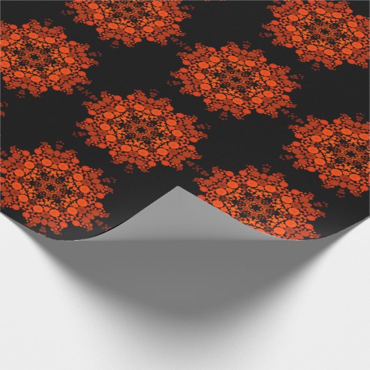 Dot Mandala Blume Orange und Black Geschenkpapier (Ecke)