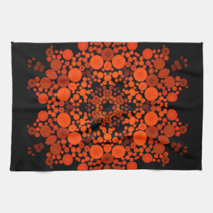 Dot Mandala Blume Orange und Black Geschirrtuch