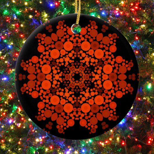 Dot Mandala Blume Orange und Black Keramik Ornament