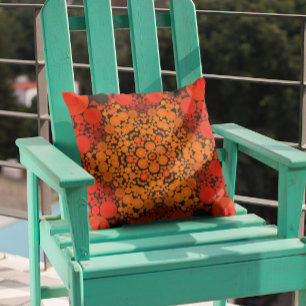 Dot Mandala Blume Orange und Black Kissen