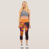 Dot Mandala Blume Orange und Pink Capri Leggings (Vorderseite)