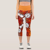 Dot Mandala Blume Orange White und Red Capri Leggings (Vorderseite)
