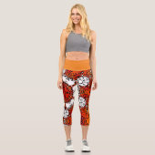 Dot Mandala Blume Orange White und Red Capri Leggings (Vorderseite)