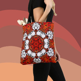 Dot Mandala Blume Orange White und Red Tasche