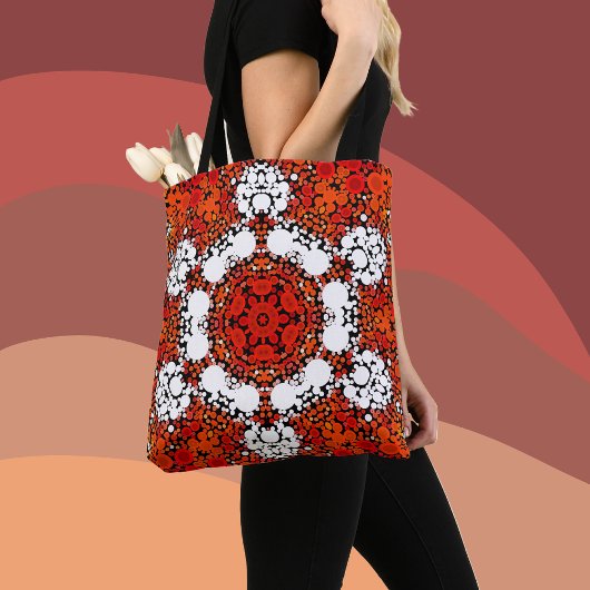 Dot Mandala Blume Orange White und Red Tasche