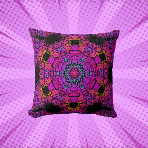 Dot Mandala Blume Rosa Blau und Orange Kissen