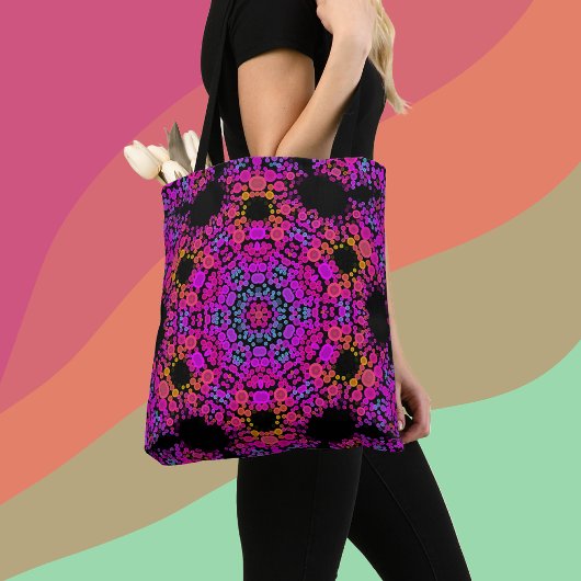 Dot Mandala Blume Rosa Blau und Orange Tasche