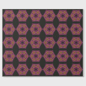 Dot Mandala Blume Rosa Gelb und Schwarz Geschenkpapier (Flach)