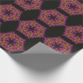 Dot Mandala Blume Rosa Gelb und Schwarz Geschenkpapier (Ecke)