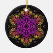Dot Mandala Blume Rosa Gelb und Schwarz Keramik Ornament (Vorne)