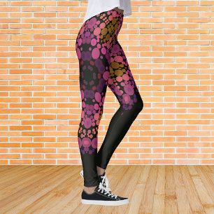Dot Mandala Blume Rosa Gelb und Schwarz Leggings