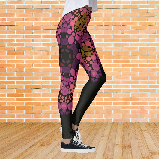 Dot Mandala Blume Rosa Gelb und Schwarz Leggings