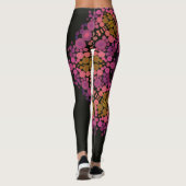 Dot Mandala Blume Rosa Gelb und Schwarz Leggings (Rückseite)