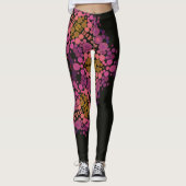Dot Mandala Blume Rosa Gelb und Schwarz Leggings (Vorderseite)
