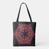 Dot Mandala Blume Rosa Gelb und Schwarz Tasche (Rückseite)