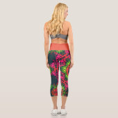 Dot Mandala Blume Rosa Grün und Orange Capri Leggings (Rückseite)