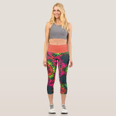 Dot Mandala Blume Rosa Grün und Orange Capri Leggings (Vorderseite)