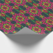 Dot Mandala Blume Rosa Grün und Orange Geschenkpapier (Ecke)