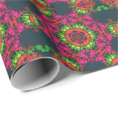Dot Mandala Blume Rosa Grün und Orange Geschenkpapier (Rolleneckpunkt)