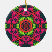 Dot Mandala Blume Rosa Grün und Orange Keramik Ornament (Vorne)