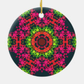 Dot Mandala Blume Rosa Grün und Orange Keramik Ornament (Hinten)