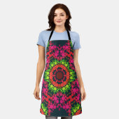 Dot Mandala Blume Rosa Grün und Orange Schürze (Getragen)
