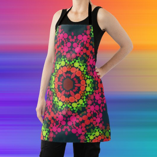 Dot Mandala Blume Rosa Grün und Orange Schürze