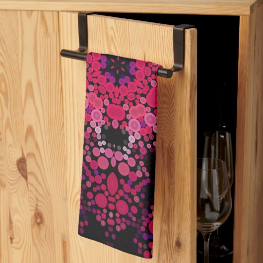 Dot Mandala Blume Rosa und Lila Geschirrtuch (Drittel gefaltet)