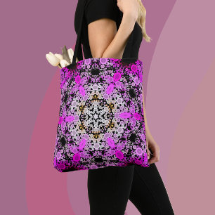 Dot Mandala Blume Rosa und Weiß Tasche