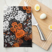 Dot Mandala Blume Weiß Orange und Schwarz Geschirrtuch (Viertel Falte)