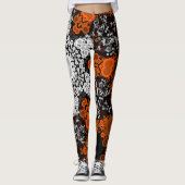 Dot Mandala Blume Weiß Orange und Schwarz Leggings (Vorderseite)