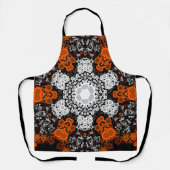 Dot Mandala Blume Weiß Orange und Schwarz Schürze (Vorderseite)