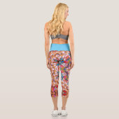 Dot Mandala Orange Blue Pink and White Capri Leggings (Rückseite)