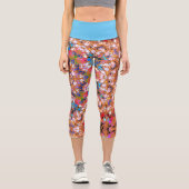 Dot Mandala Orange Blue Pink and White Capri Leggings (Vorderseite)