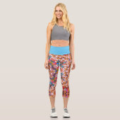 Dot Mandala Orange Blue Pink and White Capri Leggings (Vorderseite)