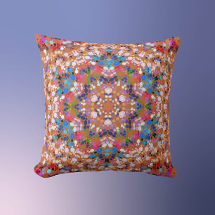 Dot Mandala Orange Blue Pink und White Kissen