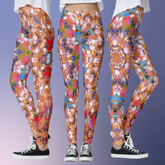 Dot Mandala Orange Blue Pink und White Leggings