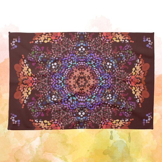 Dot Mandala Orange Blue und Lila Geschirrtuch