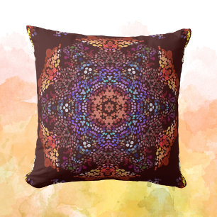 Dot Mandala Orange Blue und Lila Kissen