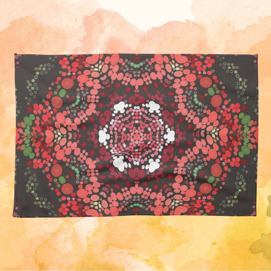 Dot Mandala Red Green und White Geschirrtuch
