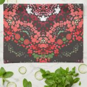 Dot Mandala Red Green und White Geschirrtuch (Gefaltet)