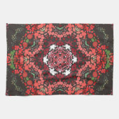 Dot Mandala Red Green und White Geschirrtuch (Horizontal)