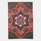 Dot Mandala Red Green und White Geschirrtuch (Vertikal)