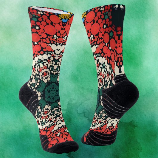 Dot Mandala Red White Blue und Green Socken