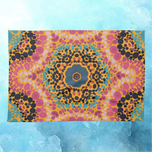 Dot Mandala Rosa Blau Schwarz und Gelb Geschirrtuch