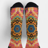 Dot Mandala Rosa Blau Schwarz und Gelb Socken (Oben)